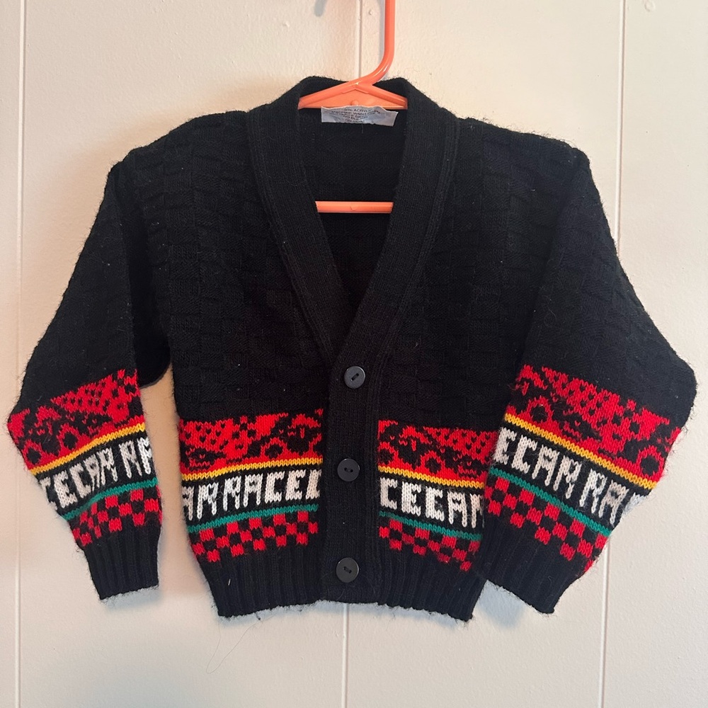 Vintage Black and Red Racecar Cardigan Size 2T